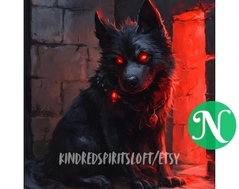 N, Dark Arts Infernal Gatewarden  Hellhound Pup Spirit Companion - Protective & Loyal| Fiery and Playful| Fierce| Direct or Vessel Binding