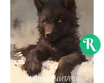 R, Dark Arts Shadowfang Wolf Pup Familiar - Guidance| Intuition| Spiritual Insight
