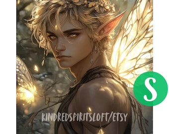 S, Grey Arts Goldenwing Sidhe Fae Spirit Companion - Wild & Enchanting| Fortune| Protection