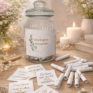 Glücksmomente im Glas, Tägliche Portion Glück, Ritual, Affirmation, Glücksgrüße, Herzensworte 60 Botschaften für ein Jahr voller Glück