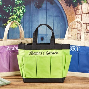 Fourre-tout de jardin personnalisé, sac à outils de jardinage, sac à outils à monogramme, cadeau jardin de grand-mère, organisateur d'outils de jardin, cadeau pour papa, cadeau pour elle