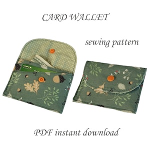 Patrón de costura para tarjetero / Patrón para tarjetero / Patrón de costura para billetera de dos bolsillos en PDF / Tutorial de costura para principiantes
