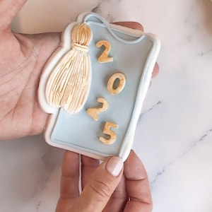 Graduation plaque with tassel embosser stamp, Sugar cookies, Fondant, Baking supplies, graduation attire, personalization stamp