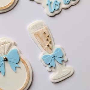 Champagne glass with dainty bow embosser stamp and cutter, Sugar cookies, Fondant, Baking supplies, bridal shower, bachelorette cookies