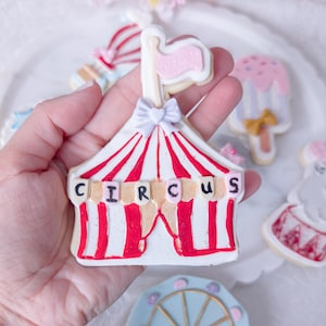 Timbro e taglierina per tendone da circo, Carnevale, Biscotti di zucchero, Goffratrice per biscotti, Fondente, Glassa reale, Forniture per dolci, Circo, Compleanno
