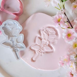 Mother&#39;s Day Rose cookie cutter and embosser, Sugar cookies, Fondant, Baking supplies, floral theme, Rose cookie cutter, Mom script stem