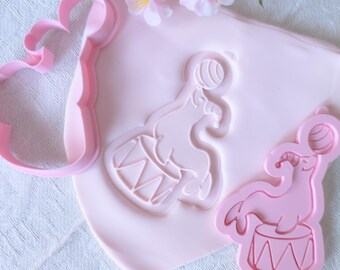 Cortador y estampador de galletas de león marino, tema de circo