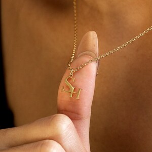 Interlocking Letters Necklace, Double Initial Pendant, Gold Necklace with 2 Initial, Custom Letter Necklace for Women, Birthday Gift for Her
