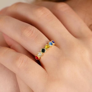 Custom Birthstone Ring,Multi Birthstone Rings,Family Birth Stone Ring,Stackable Gemstone Ring,Minimalist Ring,Birthday Gift,Anniversary Gift