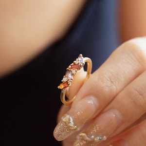 Custom Baguette Birthstone Ring,Personalized Family Ring,Statement Ring, Mothers Ring with Birthstones,Mother&#39;s Day Gift