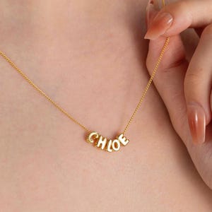 Custom 3D Bubble Letter Name Necklace,Personalized Movable Name Pendant,Unique Jewelry,Birthday Gift,Minimalist Jewelry,Gift for Kids