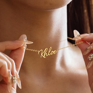 18K Gold Name Necklace, Custom Name Necklace, Dainty Name Necklace, Name Jewelry, Personalized Gift for Mom, Valentine's Day Gift for Her