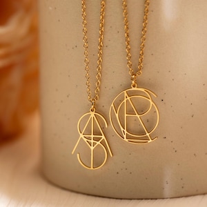 Custom Name Logo Necklace,Personalized Letter Necklace,Custom Name Logo,Geometric Monogram Necklace,Christmas Gift For Her,Birthday Gift
