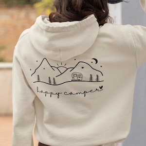 Adventure Happy Camper Hoodie - Camper Mountain Hoddie Unisex Pullover oversize Outdoor Gift image 1