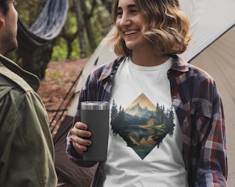 Mountain Forest River T-Shirt, Nature Lover Gift