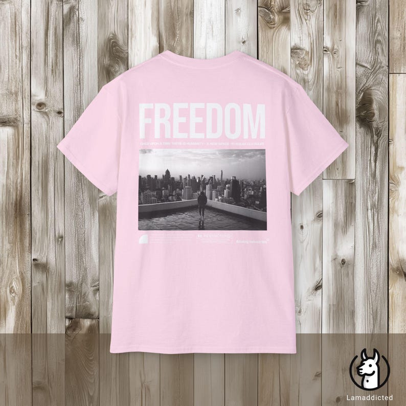 Urban 'Freedom' Tee, Motivational Cityscape Back Print image 6