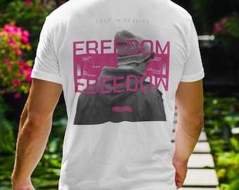 Urban 'Freedom' Graphic Tee, Unisex Streetwear Shirt, Back Print