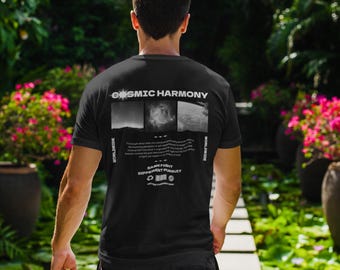 Cosmic Harmony Unisex Tee, Space Backside Print T-Shirt