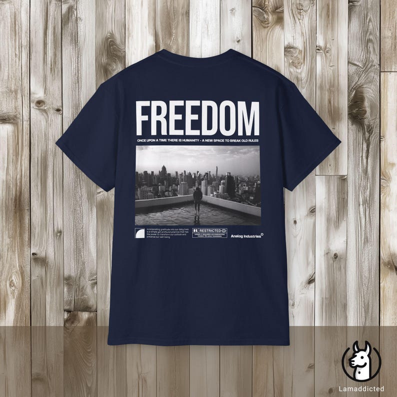 Urban 'Freedom' Tee, Motivational Cityscape Back Print image 5