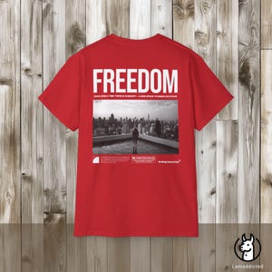 Urban 'Freedom' Tee, Motivational Cityscape Back Print image 7