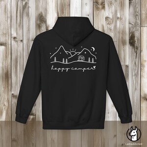 Adventure Happy Camper Hoodie - Camper Mountain Hoddie Unisex Pullover oversize Outdoor Gift Black