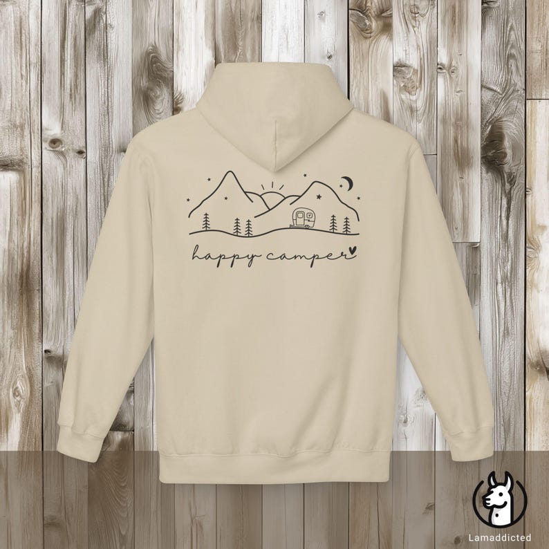 Adventure Happy Camper Hoodie - Camper Mountain Hoddie Unisex Pullover oversize Outdoor Gift Sand