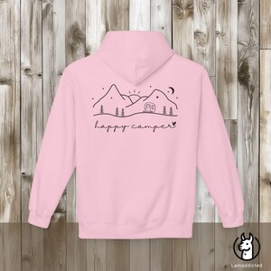 Adventure Happy Camper Hoodie - Camper Mountain Hoddie Unisex Pullover oversize Outdoor Gift Light Pink