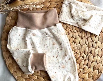 Pantalon nouveau-né, nouveau-né, bloomer, pantalon bébé, bandeau, ensemble, cadeau de naissance