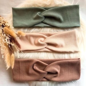 Headband/hairband plain, ribbed headband women – handmade jersey hairband with knot – elastic hairband for autumn & winter