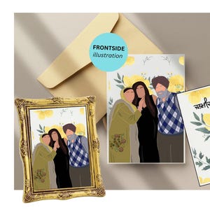 Digitally Hand Drawn Faceless Custom Illustrated Greeting Cards - Perfect for Any Occasion - Great as Personalized Framed Art Too