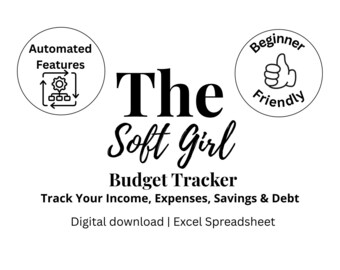 Soft Girl Budget Tracker | Income, Expenses, Savings, Debt (Digital Download)