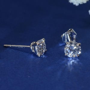 Platinum Lab Grown Diamond Stud Earrings, 0.5ct/piece, 1.0ct/pair