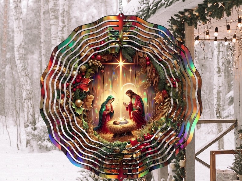 Nativity Scene 3D Wall Art, Christmas Religious Decor, LED Lights, Snowy Background, Festive Holiday Decoration, Unique Gift Idea
