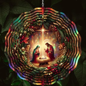 Nativity Scene LED Wall Art, Christmas Decor, Religious Holiday Light Display, Vibrant Colorful Illuminated Canvas