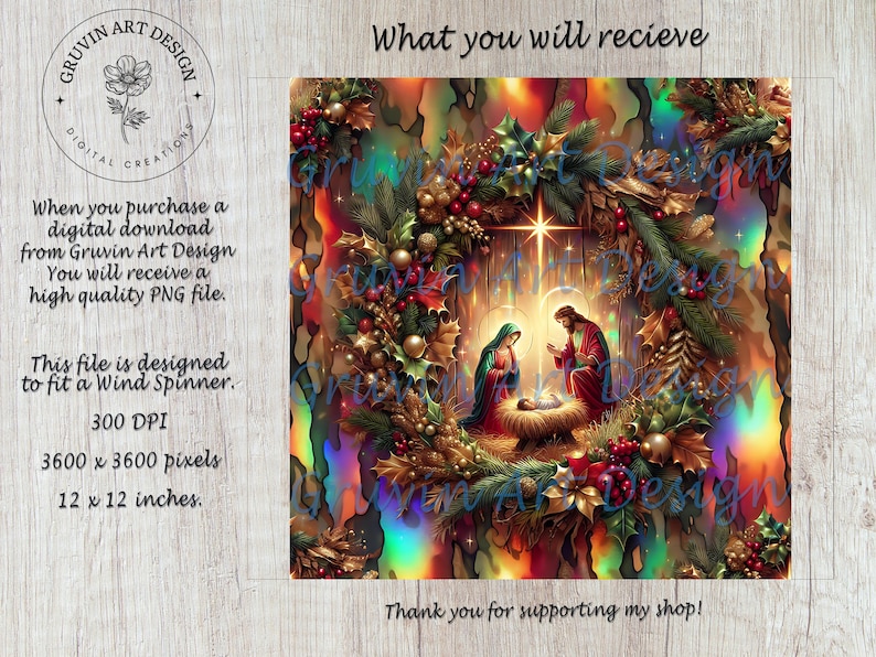 Christmas Nativity Wind Spinner Sublimation Design,Digital,PNG File,Instant Download,Spinner Template,Christmas Wind Spinner Design image 9