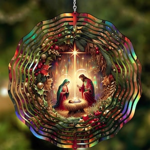 Nativity Scene Christmas Ornament, Wooden Laser Cut Holiday Decor, Religious Art, Festive Tree Decoration, Intricate Design, Lighted