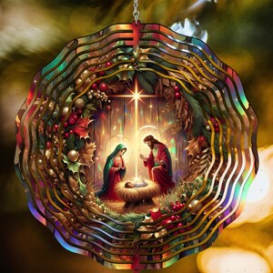 Christmas Nativity Scene Ornament, Religious Holiday Decor, Laser Cut Wood, LED Light, Unique Christmas Gift Idea