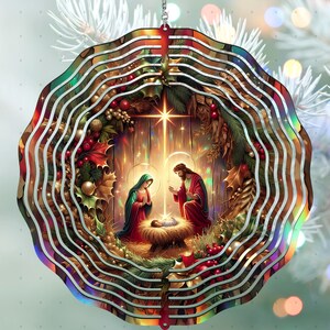 Nativity Scene Christmas Ornament, 3D Layered Religious Holiday Decor, LED Light Up, Unique Handcrafted Festive Decoration
