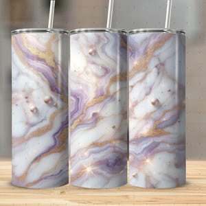 Marble Tumbler Wrap PNG, 20oz Skinny Tumbler Design, Purple and Gold, Digital Download, Sublimation, Tumbler Wrap Template