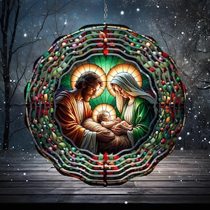Christmas Nativity Wind Spinner Sublimation Design, Instant Download, PNG File, Spinner Template, Christmas Wind Spinner Sublimation