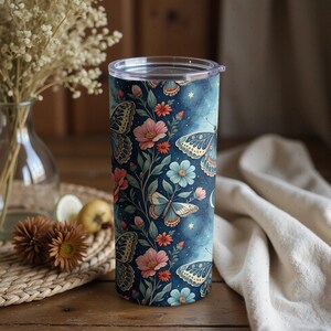 Butterfly 20oz Tumbler Wrap PNG, Flowers Design, Sublimation Design Digital Download, Floral Tumbler Design, Tumbler Wrap