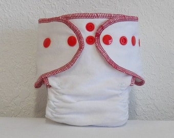 Fitted Newborn Cloth Diaper- 4 to 9 pounds- Basic Red- Inventory #16057