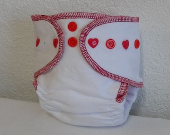 Fitted Newborn Cloth Diaper- 4 to 9 pounds- Red Heart- (Inv #16058)