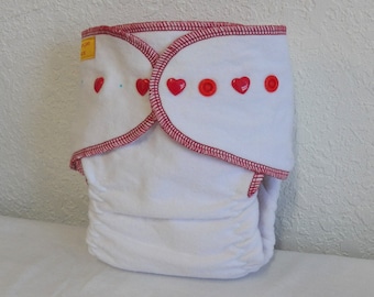 Fitted Small Cloth Diaper- 6 to 12 pounds- Red Heart- (Inv #17060)