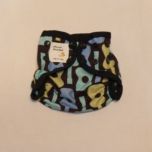 Newborn PUL Diaper Cover with Leg Gussets- 4 to 9 pounds- Groovy Guitars- 20011