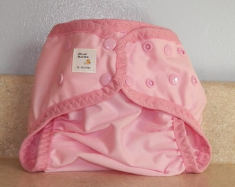 Medium PUL Diaper Cover with Leg Gussets- 10 to 20 pounds- Baby Pink- 22011