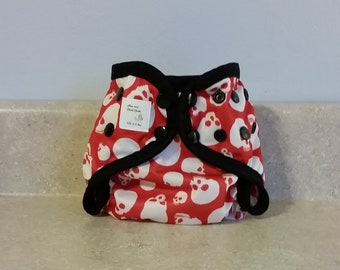 Newborn PUL Diaper Cover with Leg Gussets- 4 to 9 pounds- Skulls- 20036