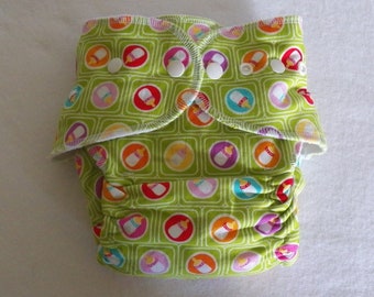 Fitted Large Cloth Diaper- 20 to 30 pounds- Baby Bottles- Inventory #19020