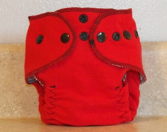 Fitted Newborn Cloth Diaper- 4 to 9 pounds- Red with Black Accents- 16043