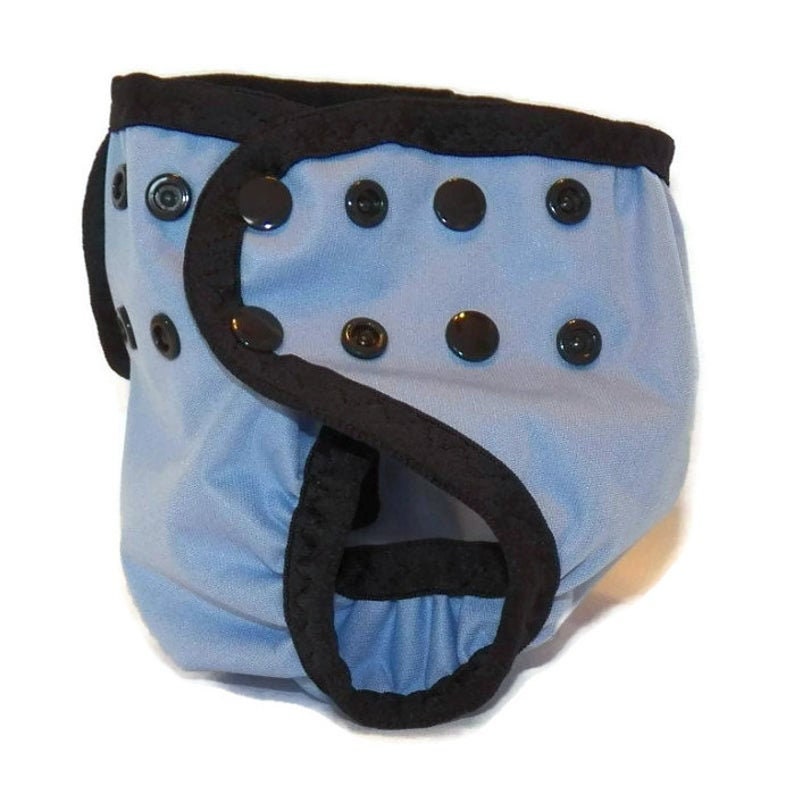 Newborn PUL Diaper Cover with Leg Gussets 4 to 9 pounds Dots on Blue 20024 image 3